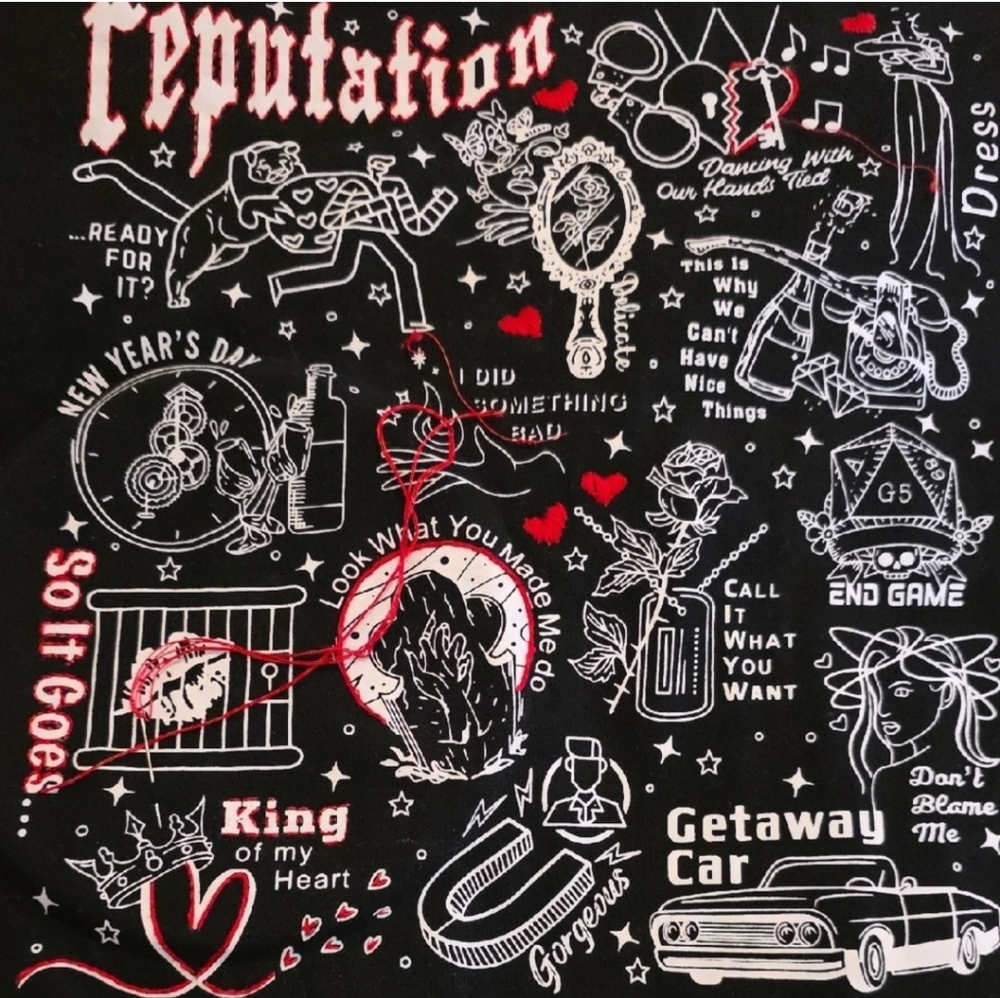 HAND CRAFTED Jacket UPCYCLED Blue Denim Embroidered Taylor Swift Tee Size M - Picture 15 of 17